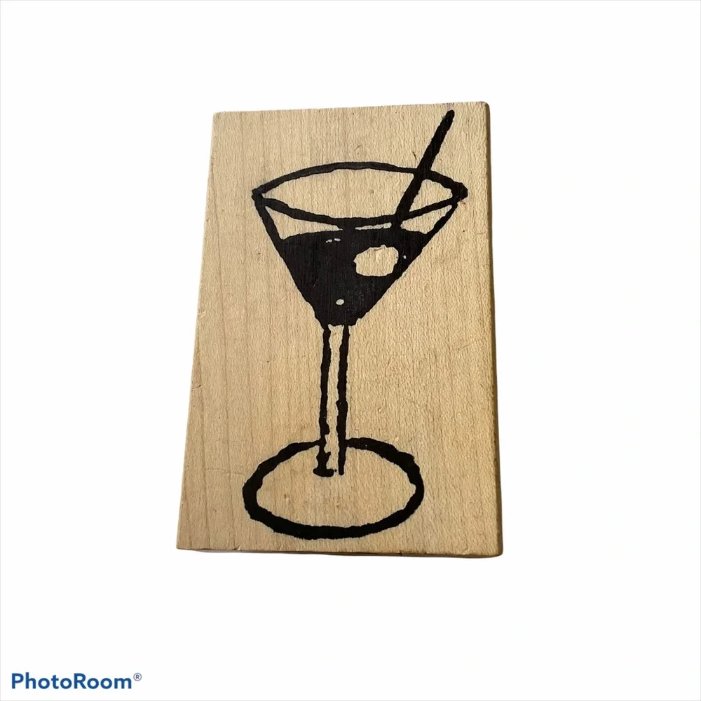Martini Glass Rubber Stamp Paper Source MARTINI LARGE Wood Mounted